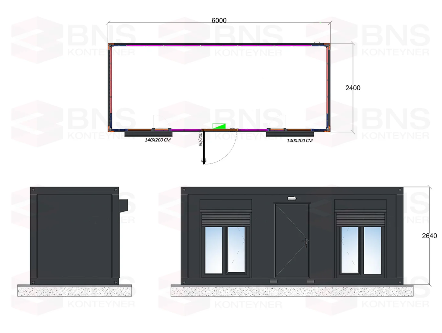konteyner ev k-1, konteyner-240-600, çalışma konteynerleri