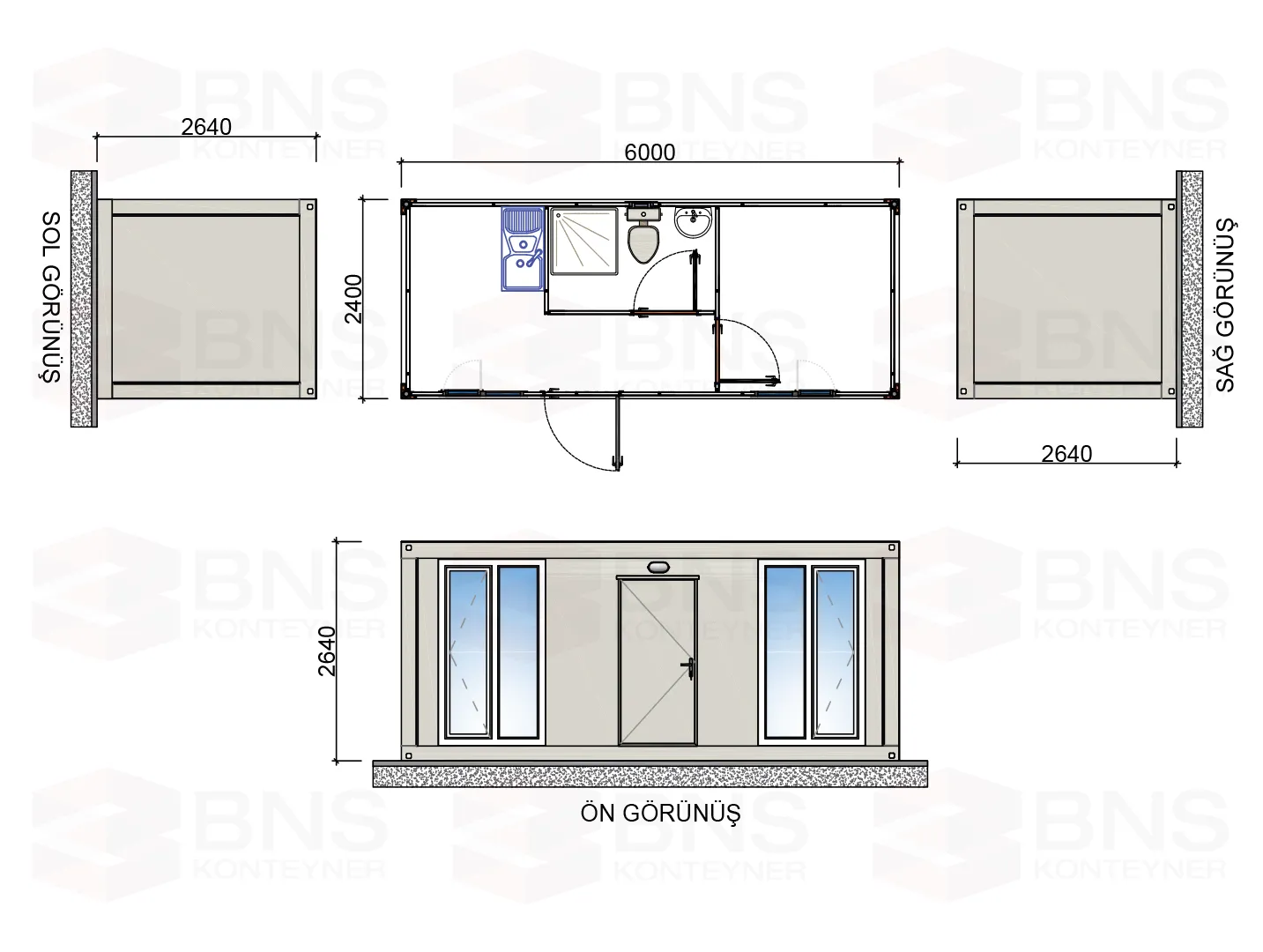 konteyner ev k-3, konteyner-240-600, çalışma konteynerleri